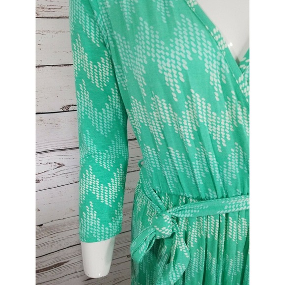 NWOT Pixley Stich Fix Ohara Green Faux Pull over Tie Waist Chevron Dress SMALL - Picture 6 of 7